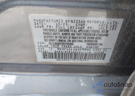 2024 Nissan Sentra Sr Xtronic Cvt z USA, uszkodzony, nr VIN 3N1AB8DV7RY236959